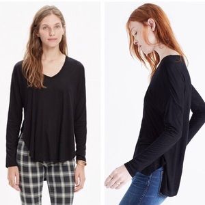 Madewell Black Long Sleeve V-neck Shirt XS